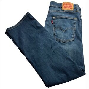 Levis 513 Slim Straight Jeans Mens 33x30 Blue Medium Wash Stretch Denim